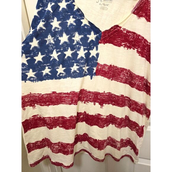 Natural Reflection American Flag Printed V-Neck T-Shirt XL - Picture 4 of 7